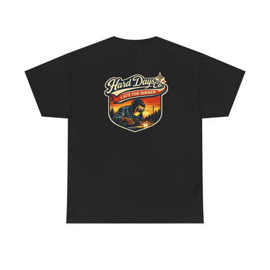 Hard Days Co. “Late For Dinner” Welder T-Shirt | Blue Collar Workwear Graphic Tee