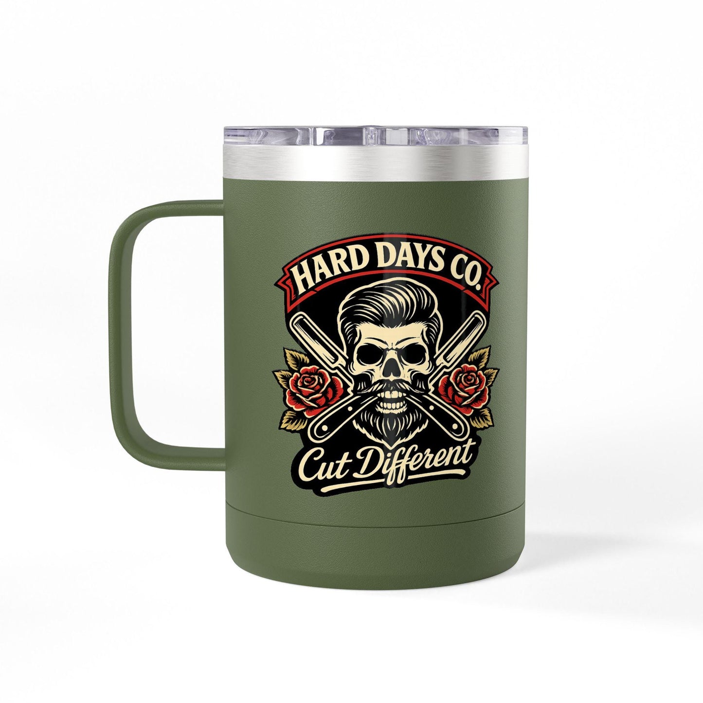 Skull and Roses Motorcycle Logo Mug | 15oz Travel Tumbler