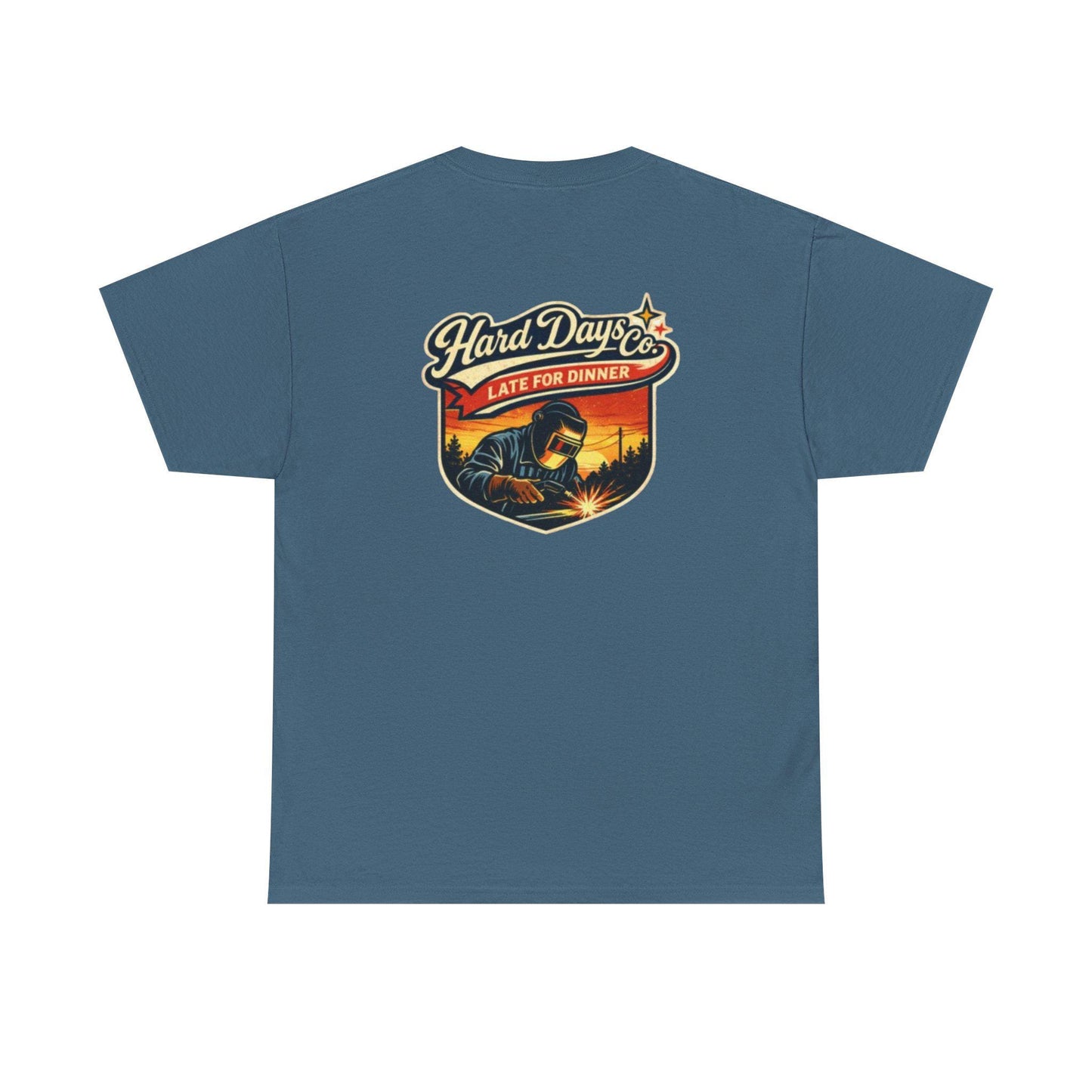 Hard Days Co. “Late For Dinner” Welder T-Shirt | Blue Collar Workwear Graphic Tee